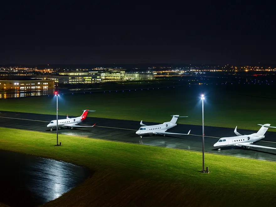 LED high-mast lighting at airport with large area coverage