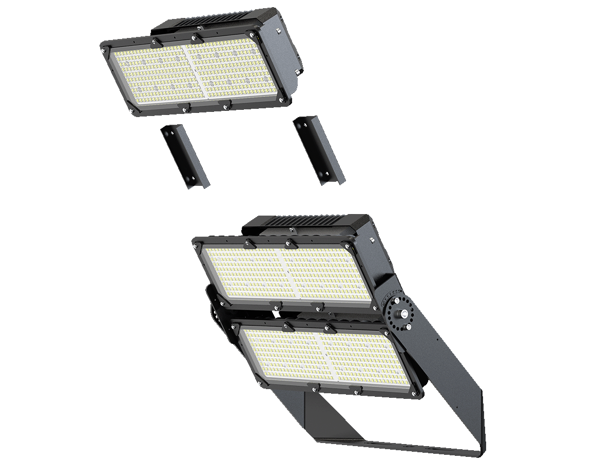 FL08 modular LED floodlight showing 1-2 module configurations