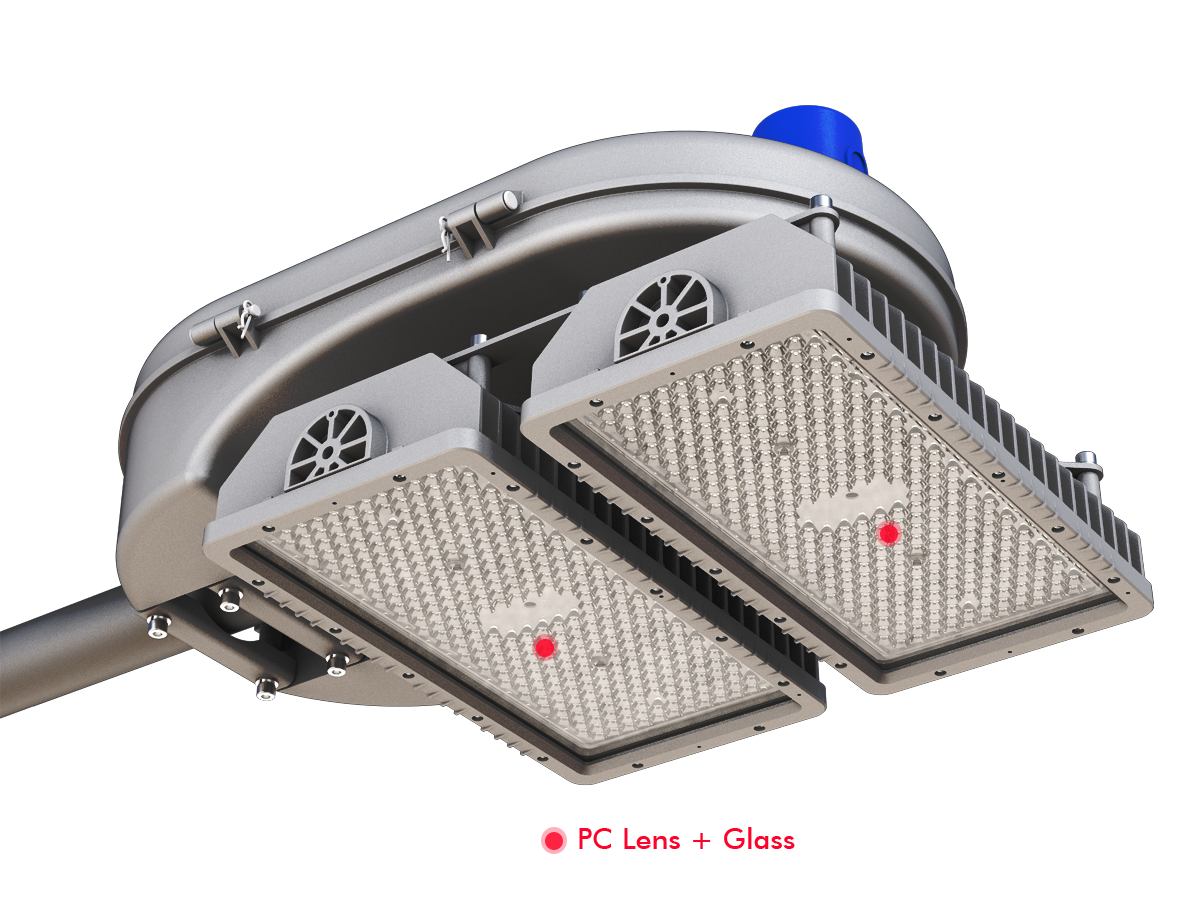 HM01R pole mounting interface showing Ø60/80/100cm compatibility