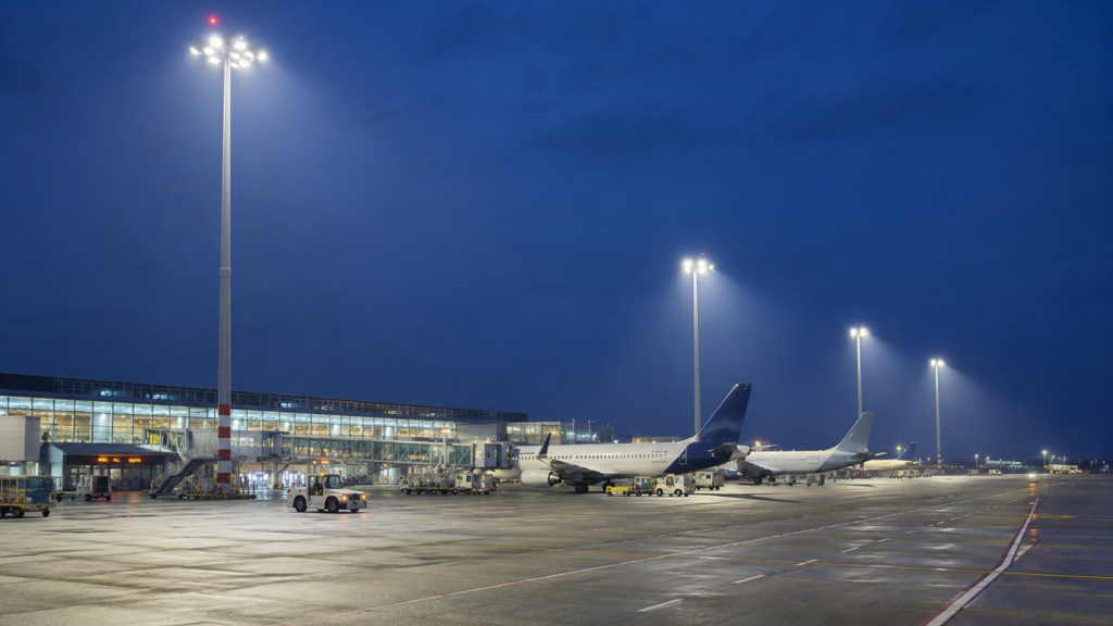 Airport-apron-high-mast-LED-lighting-for-safer-night-operations-and-ground-