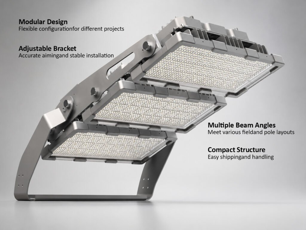 The 5-FL26 feature LED motion light showcases the optical module and adjustable stand.