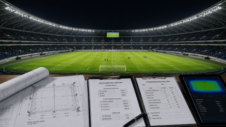 Figure 1. Project-ready sports lighting: engineering certainty matters more than product availability.