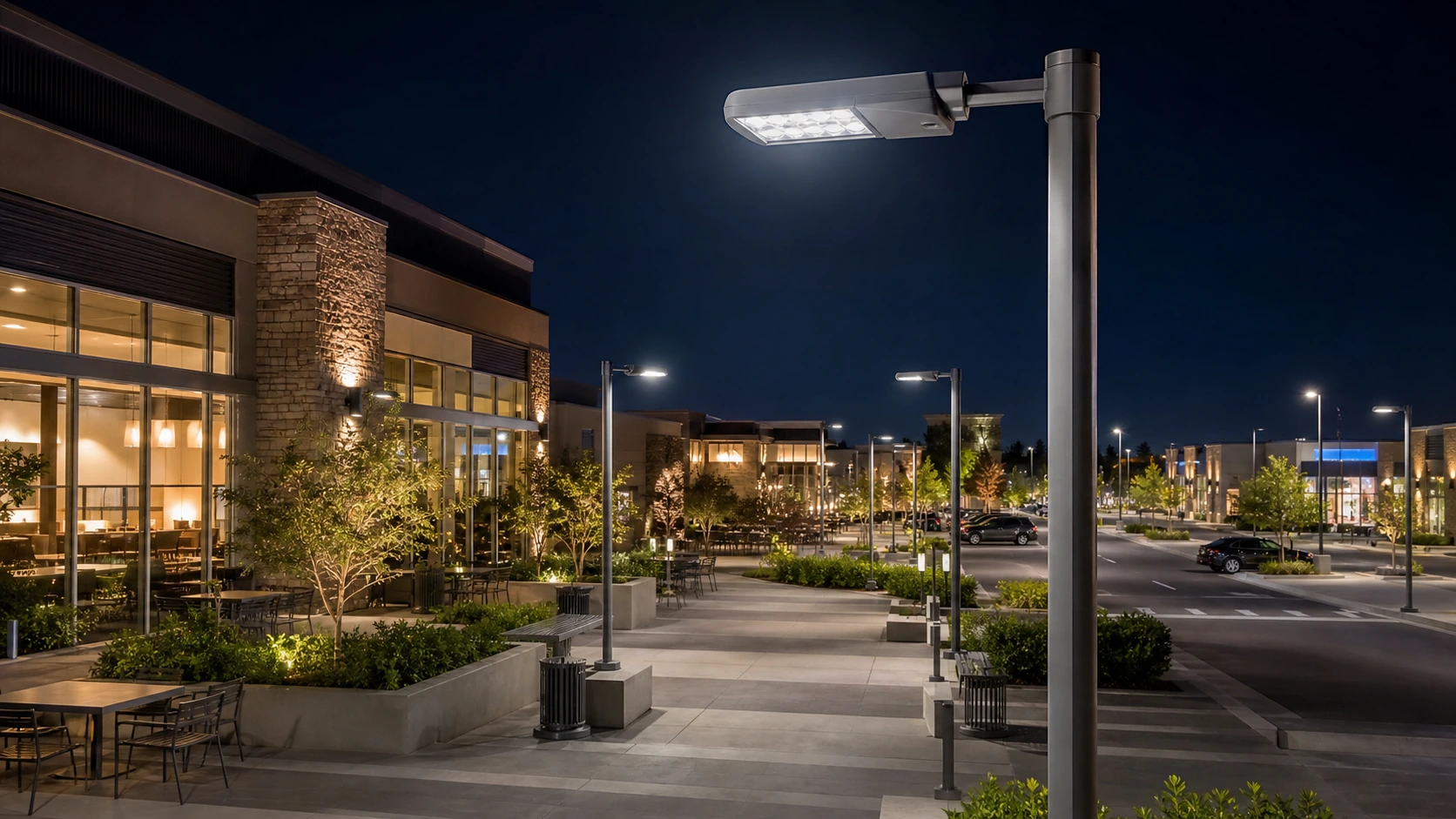 Commercial Plaza Lighting real-site reference