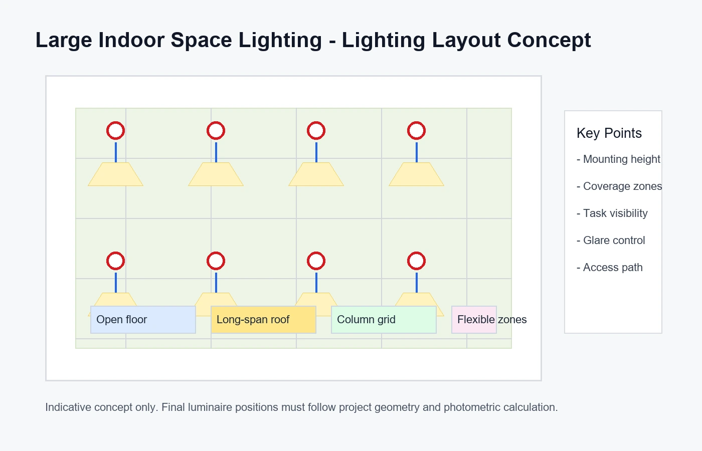 Typical layout for Large Indoor Space Lighting