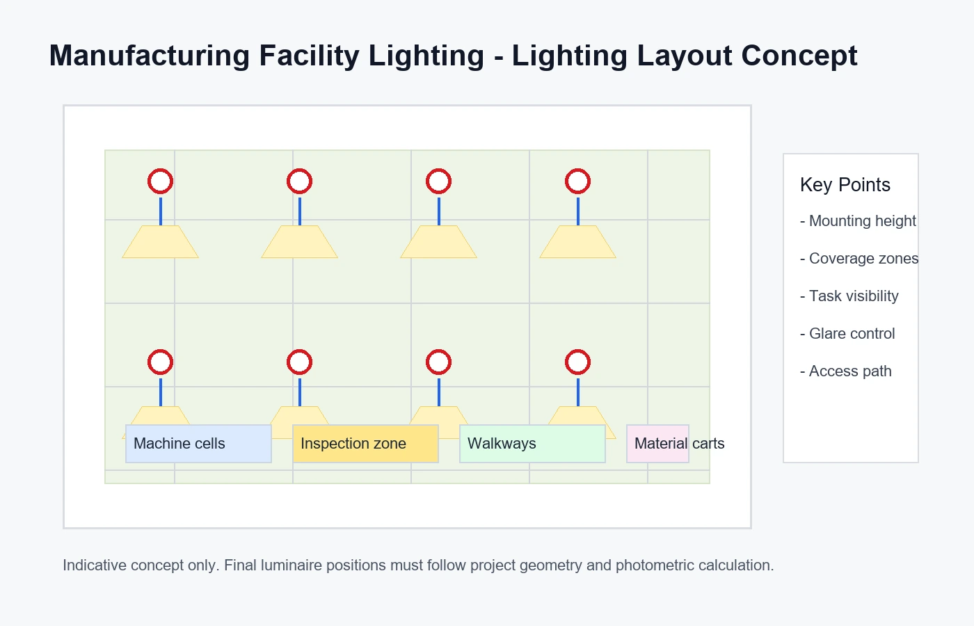 Typical layout for Manufacturing Facility Lighting