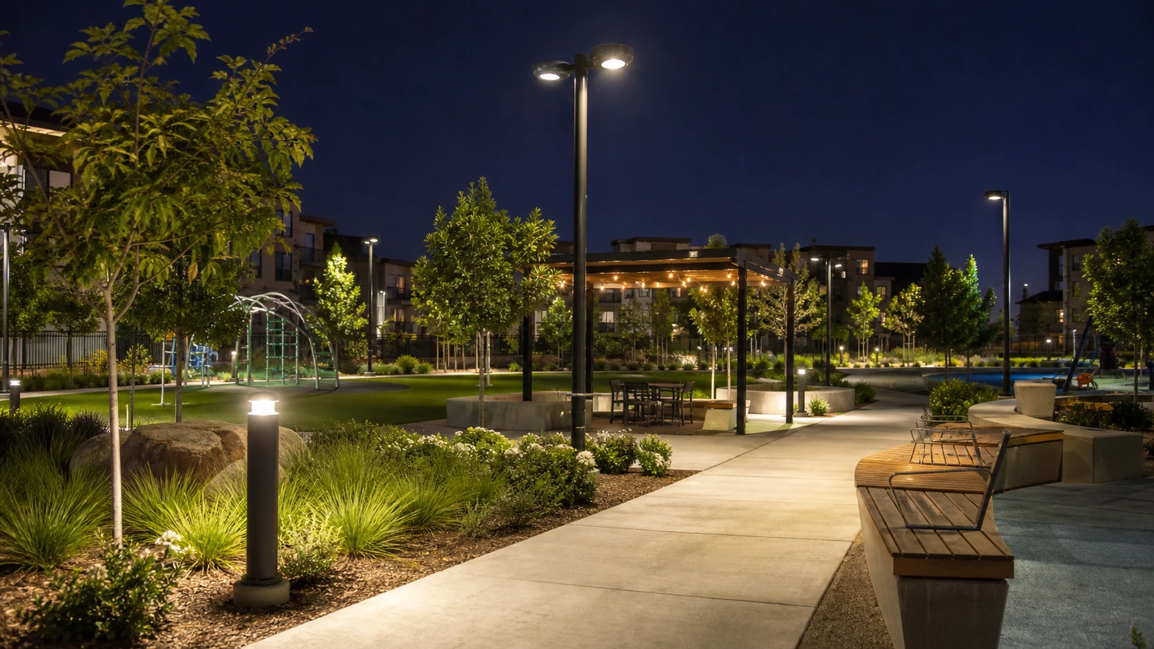 Outdoor Amenity Lighting real-site reference